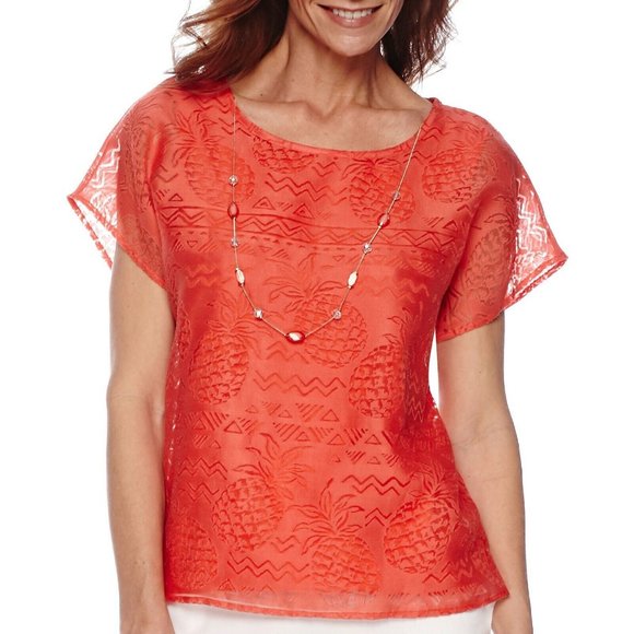 Alfred Dunner Women's Coral blouse Top size 8 NEW - Picture 4 of 4